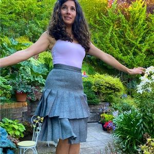 Salvatore Ferragamo two tier pleated grey skirt